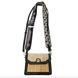 Steve Madden Becho Raffia & Leather Crossbody Bag